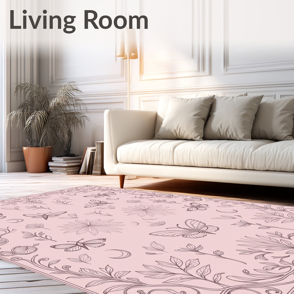 Enchanting Butterfly and Moon Motif Design Rug