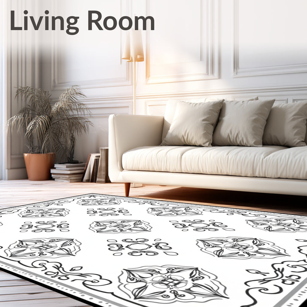 Intricate Scrollwork Floral Pattern Rug