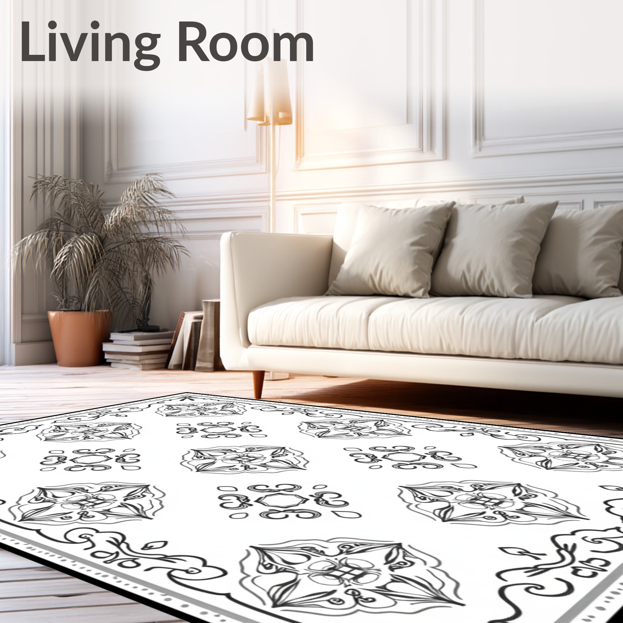 Intricate Scrollwork Floral Pattern Rug