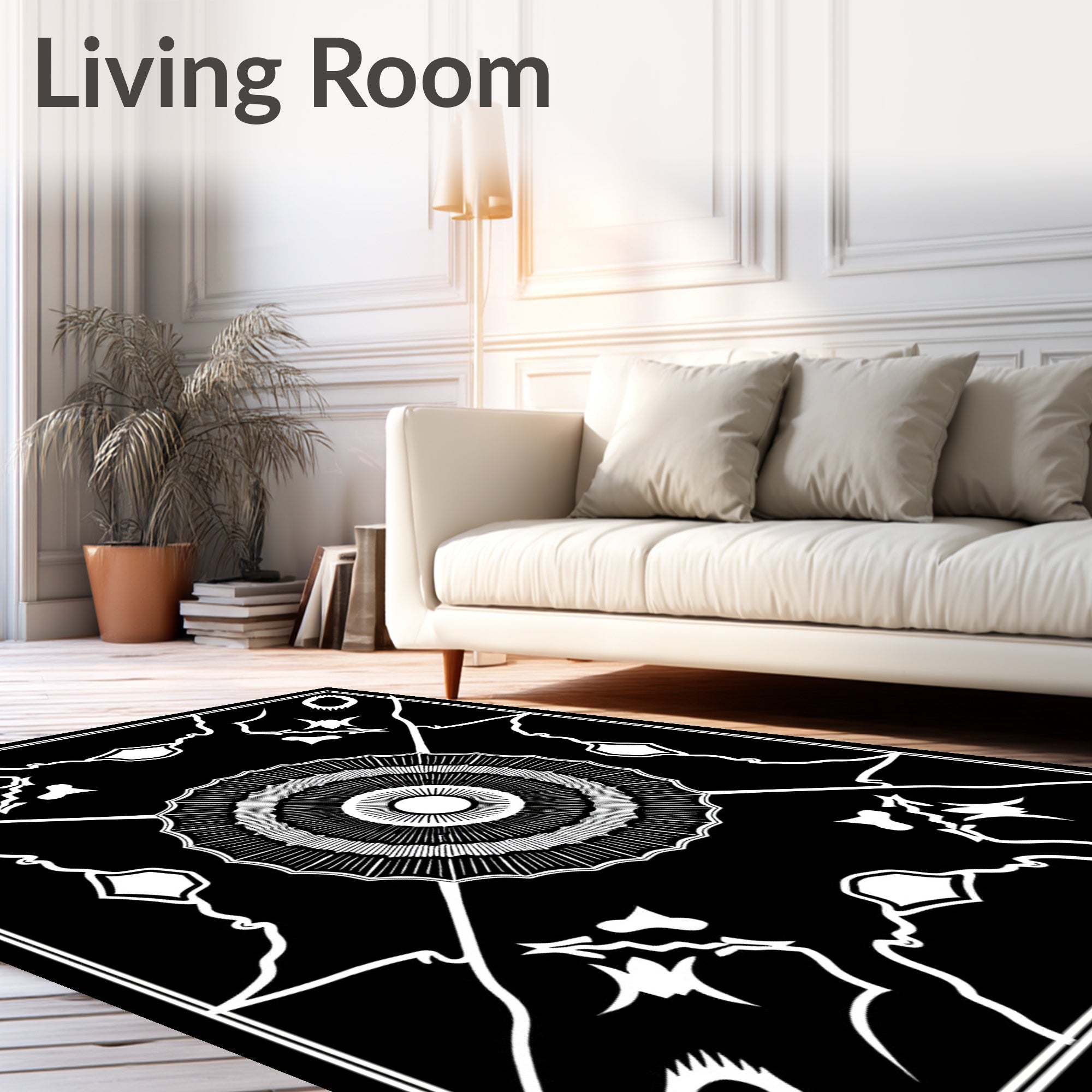 Radiant Sun Mandala Graphic Pattern Rug
