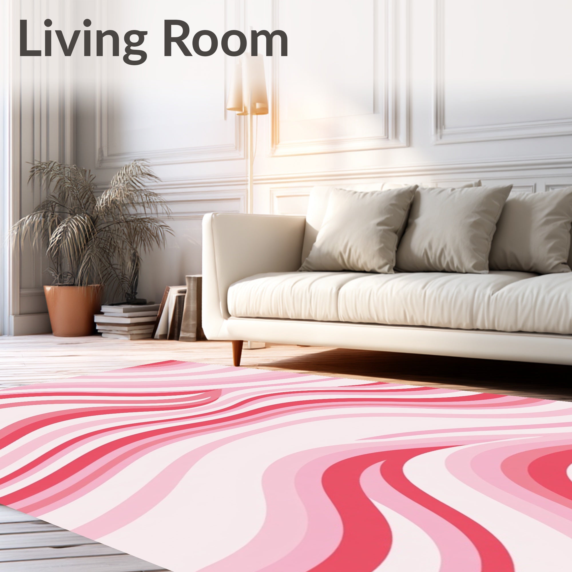 Pink Wavy Stripe Pattern Rug