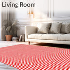Classic Red White Gingham Check Rug