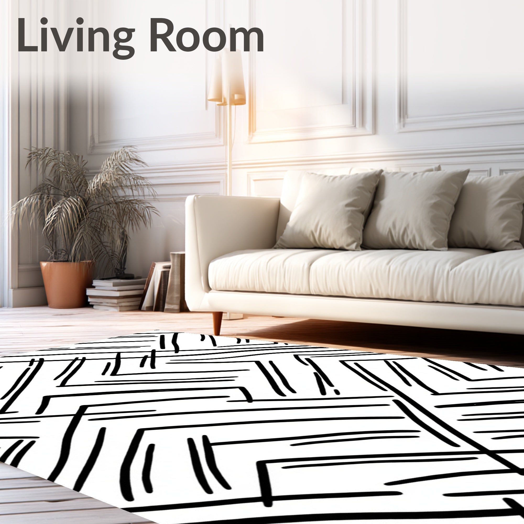 Abstract Line Art Geometric Pattern Rug