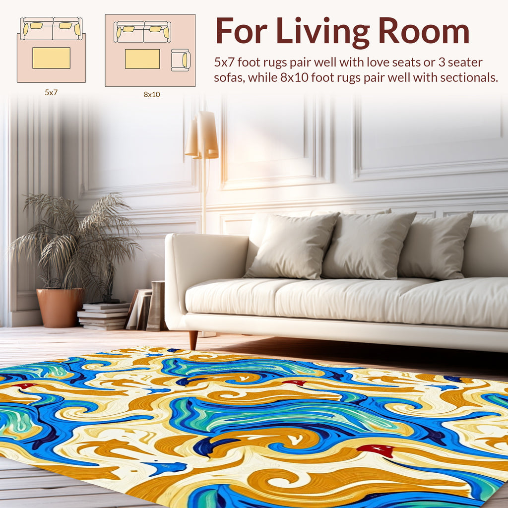 Abstract Swirls And Waves Pattern Rug