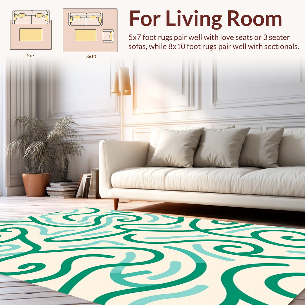 Flowing Swirls Abstract Cream Rug