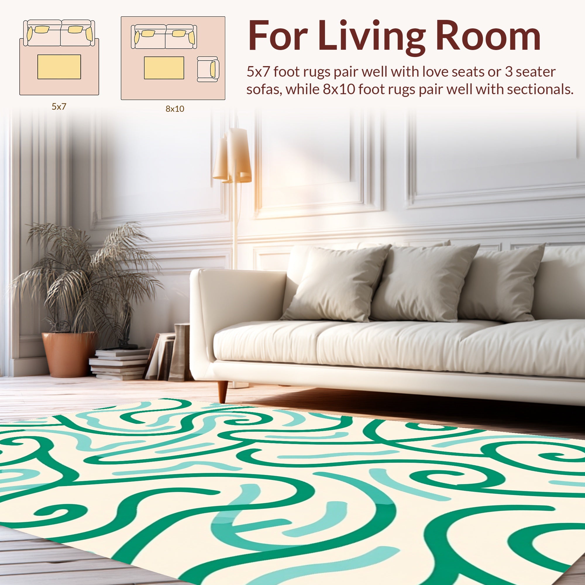 Flowing Swirls Abstract Cream Rug