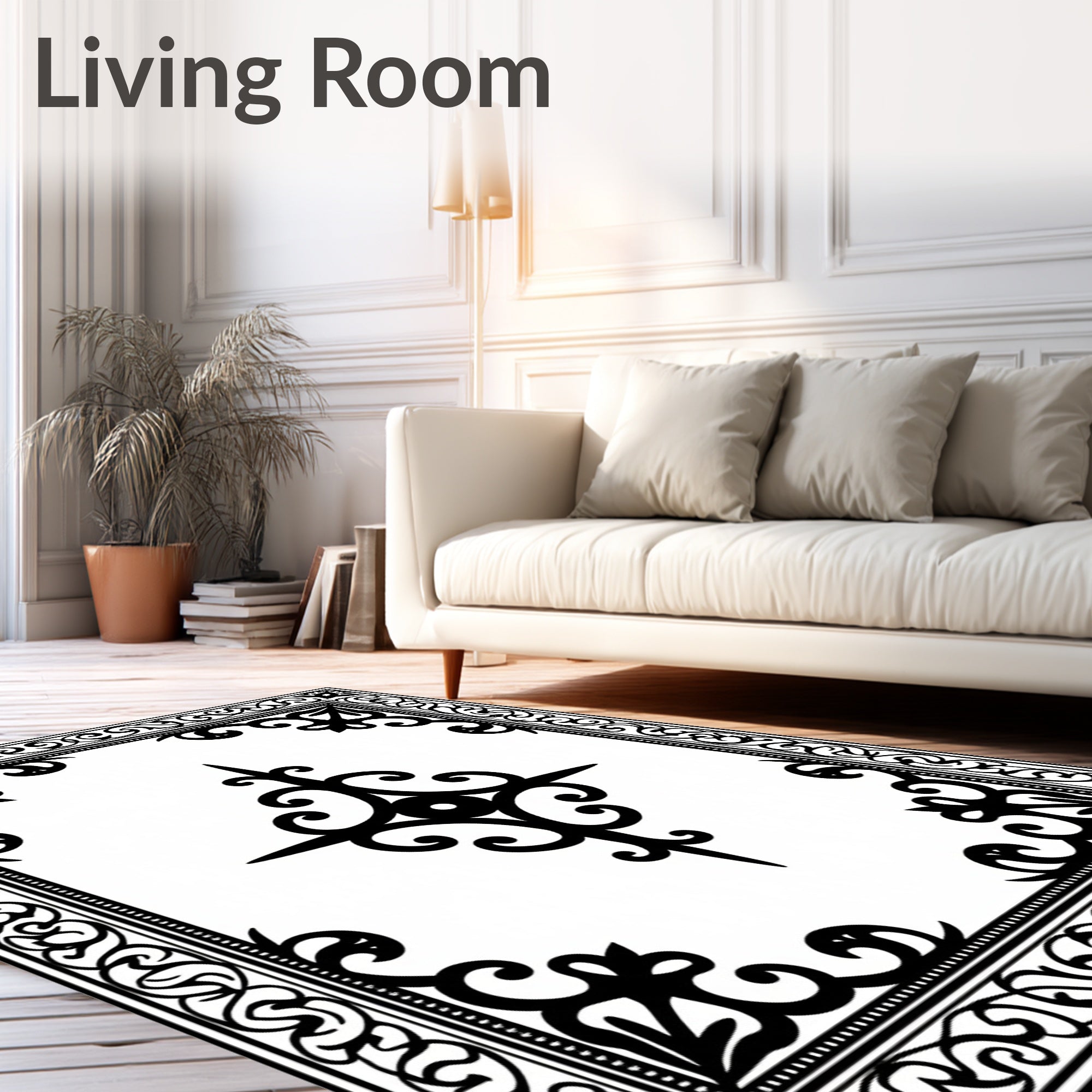 Intricate Scrollwork With Geometric Centerpiece Rug