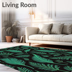 Emerald Green Feather Fern Pattern Rug