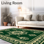 Jade Cream Ornate Floral Medallion Rug