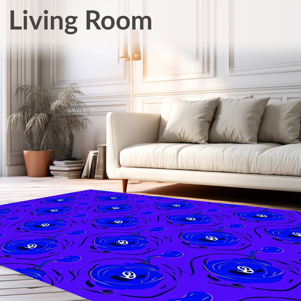 Abstract Blue Swirl Pattern Rug