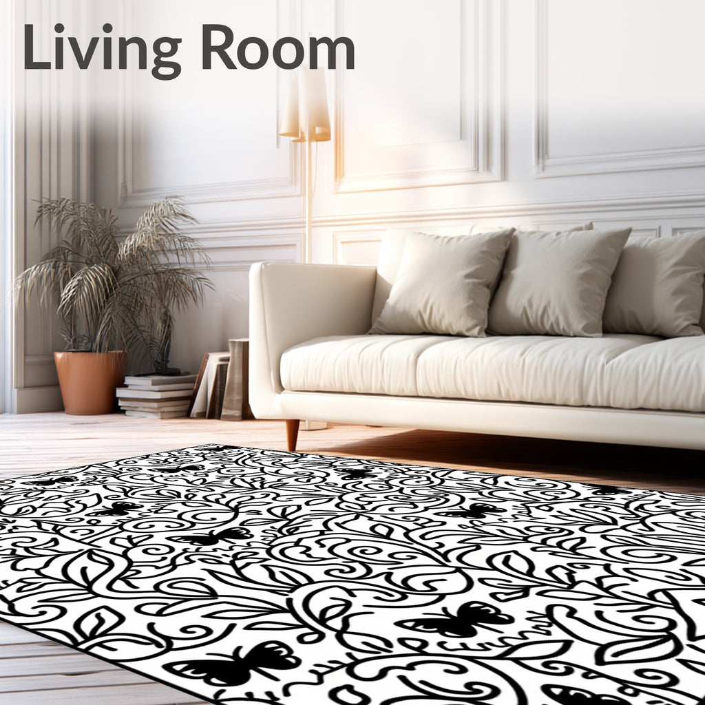 Nature Inspired Butterfly Outline Design Rug