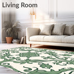 Green Traditional Floral Scroll Rug