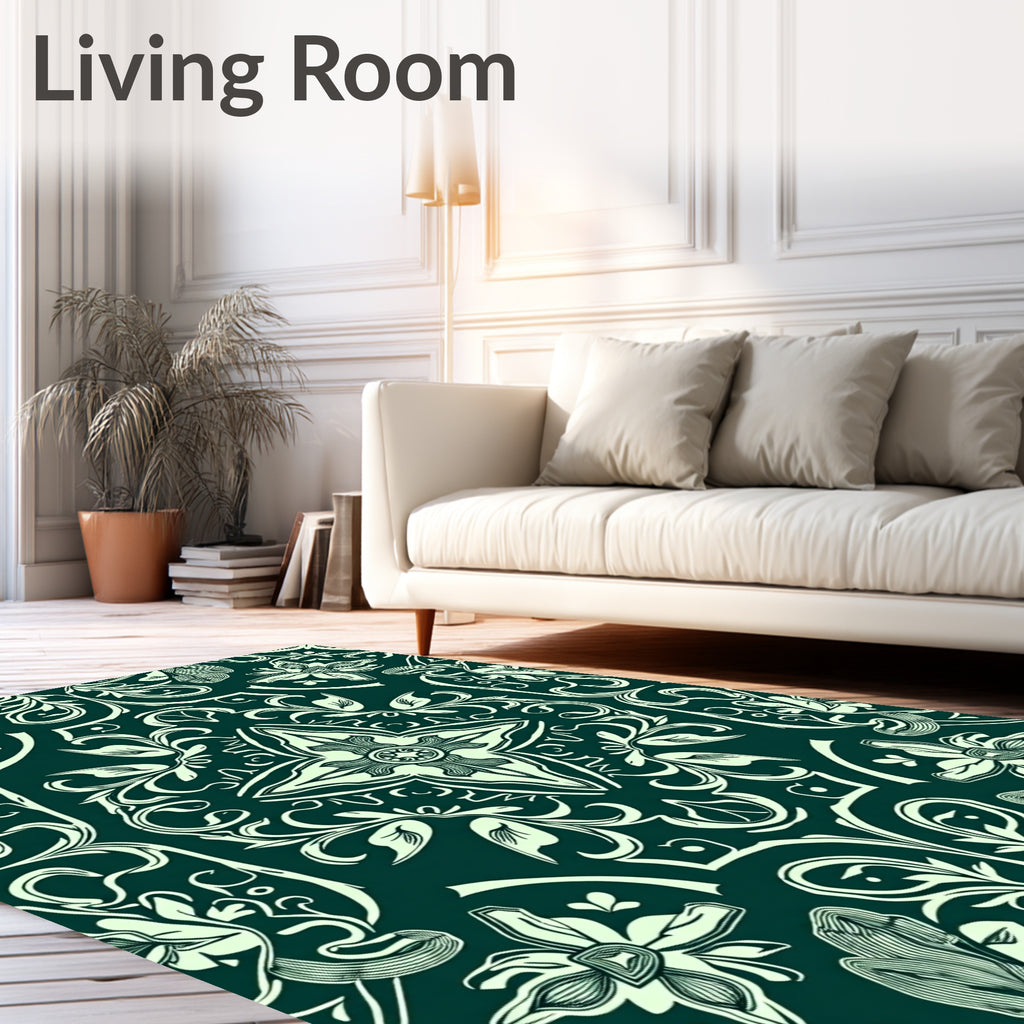 Intricate Floral Vine Art Nouveau Rug