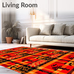 Bold Red Orange Abstract Figure Rug