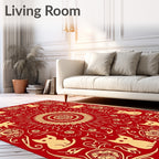 Red Cat And Skull Pattern Rug