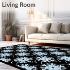Ice Blue Floral Square Inlay Rug