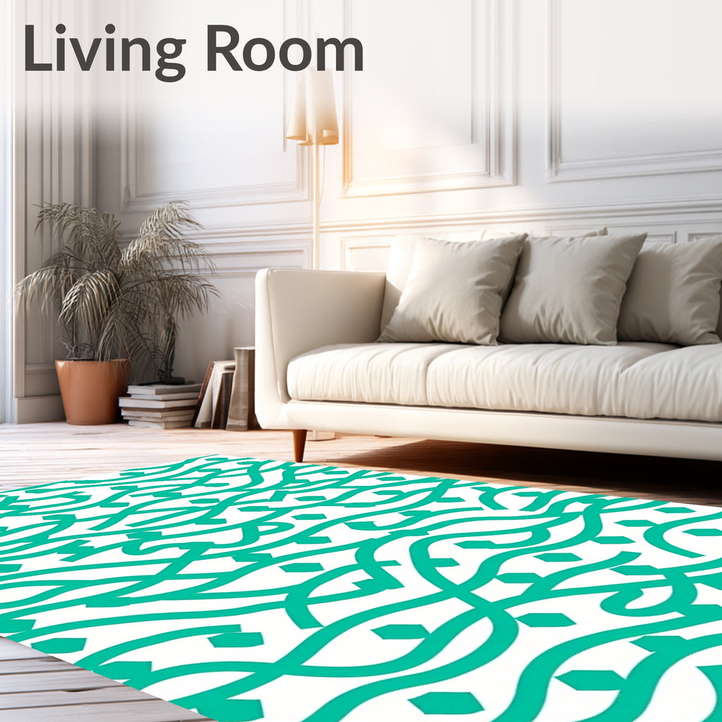 Teal Wavy Diamond Pattern Rug