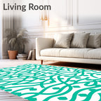 Teal Wavy Diamond Pattern Rug