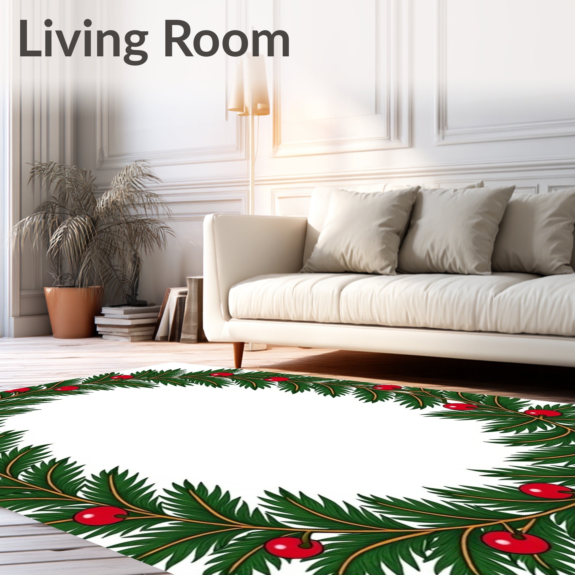 Evergreen Holly Berry Garland Rug