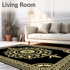 Luxe Gold Floral Mandala Pattern Rug