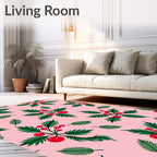 Crimson Berry Festive Foliage Arrangement Rug
