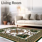 Ornate Emerald Gold Celtic Pattern Rug