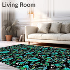 Tropical Teal Floral Patterns Rug