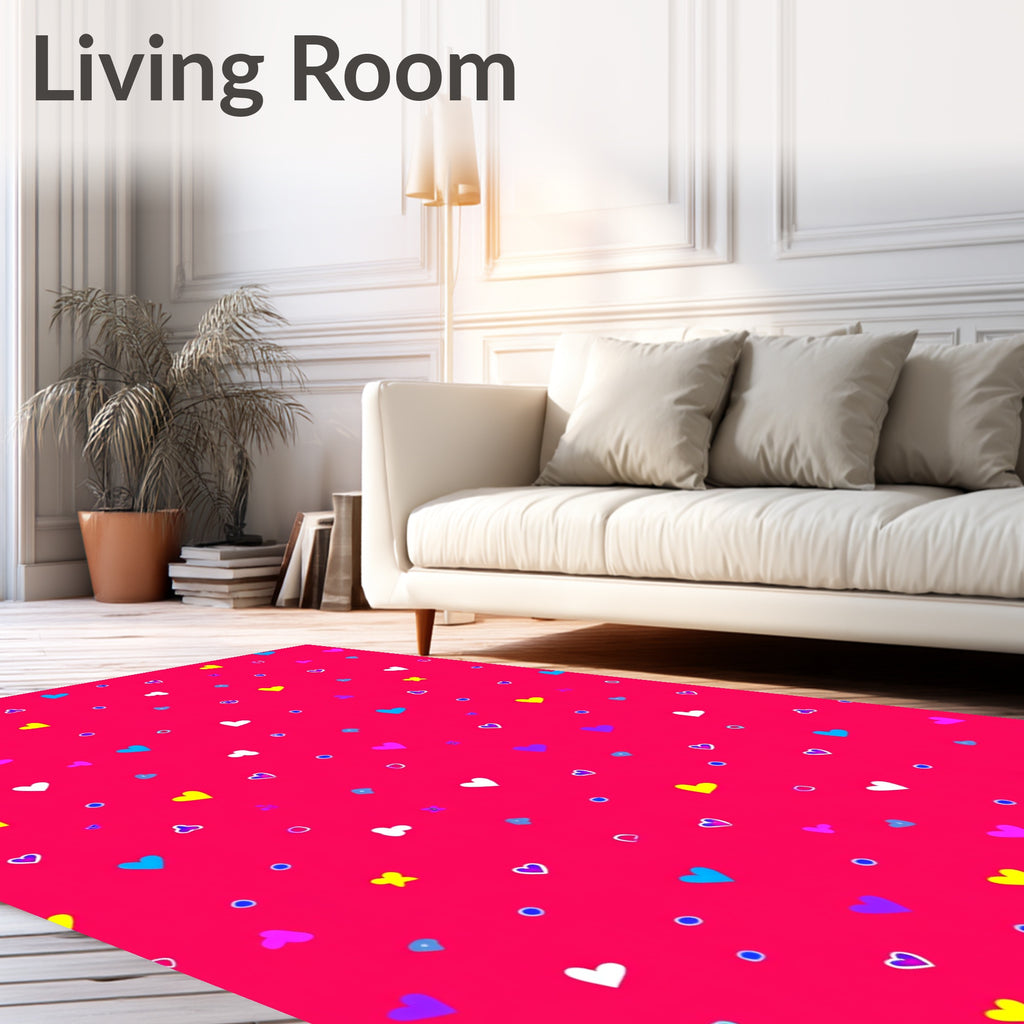 Bright Hearts Dots Pattern Rug