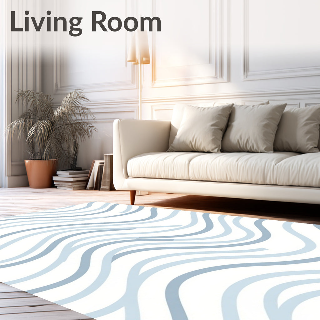 Soft Blue Wave Pattern Design Rug
