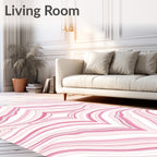 Pink Abstract Wavy Lines Design Rug