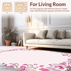 Pink Floral Butterfly Border Design Rug