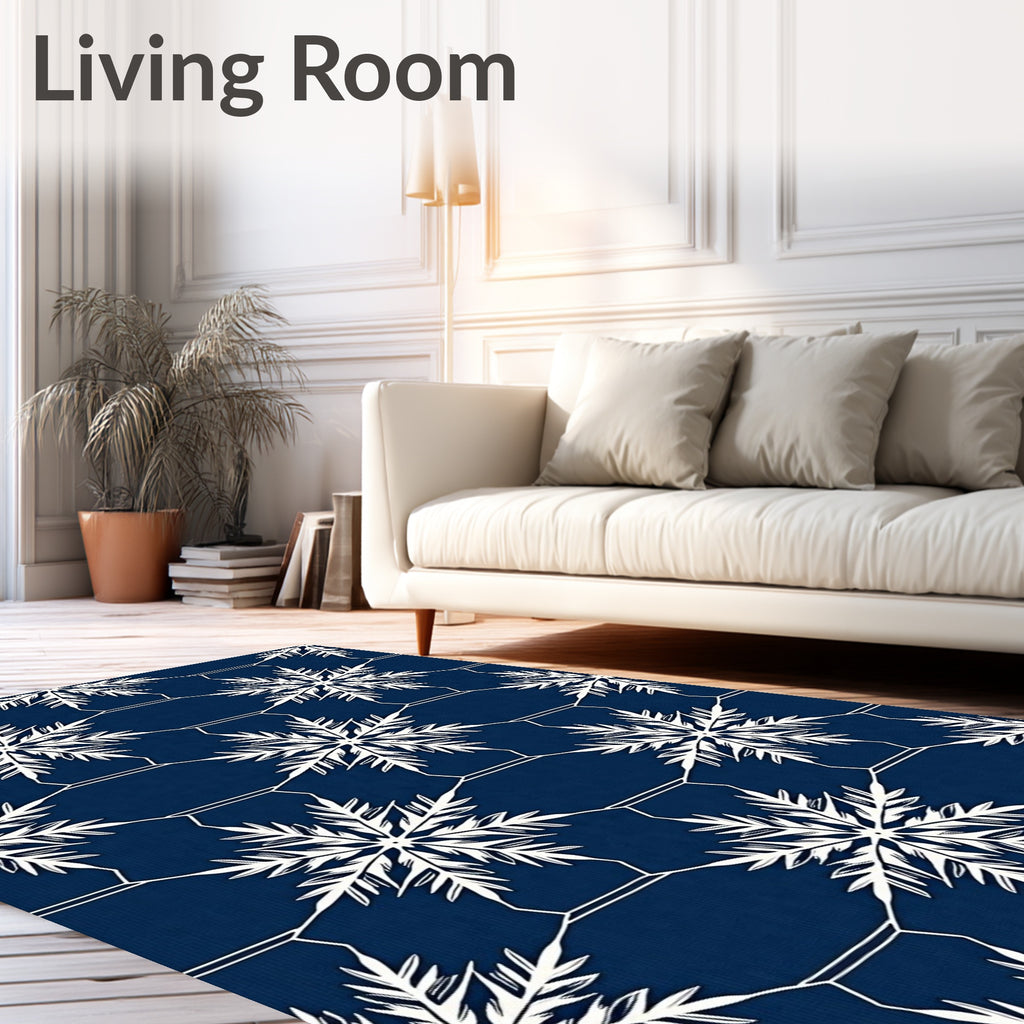 Winter Snowflake Geometric Pattern Rug