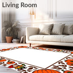 Orange Autumn Gnome Pumpkin Border Rug