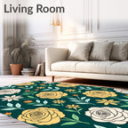Yellow Rose Floral Pattern Design Rug