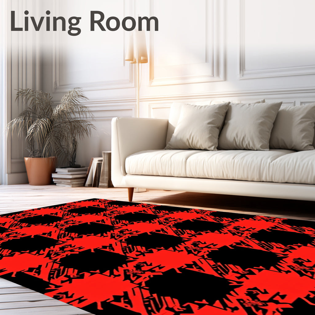 Bold Red Tartan Graphic Pattern Rug