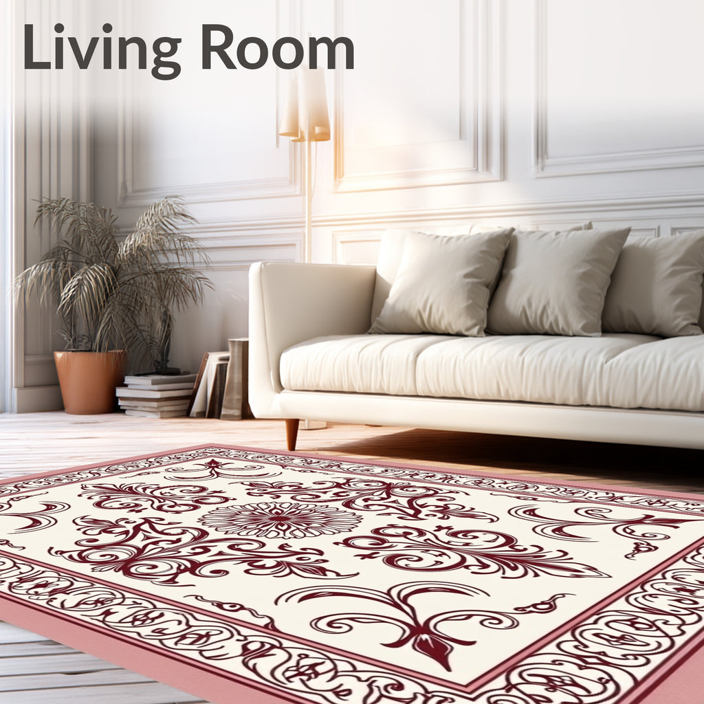Classic Floral Medallion Damask Pattern Rug