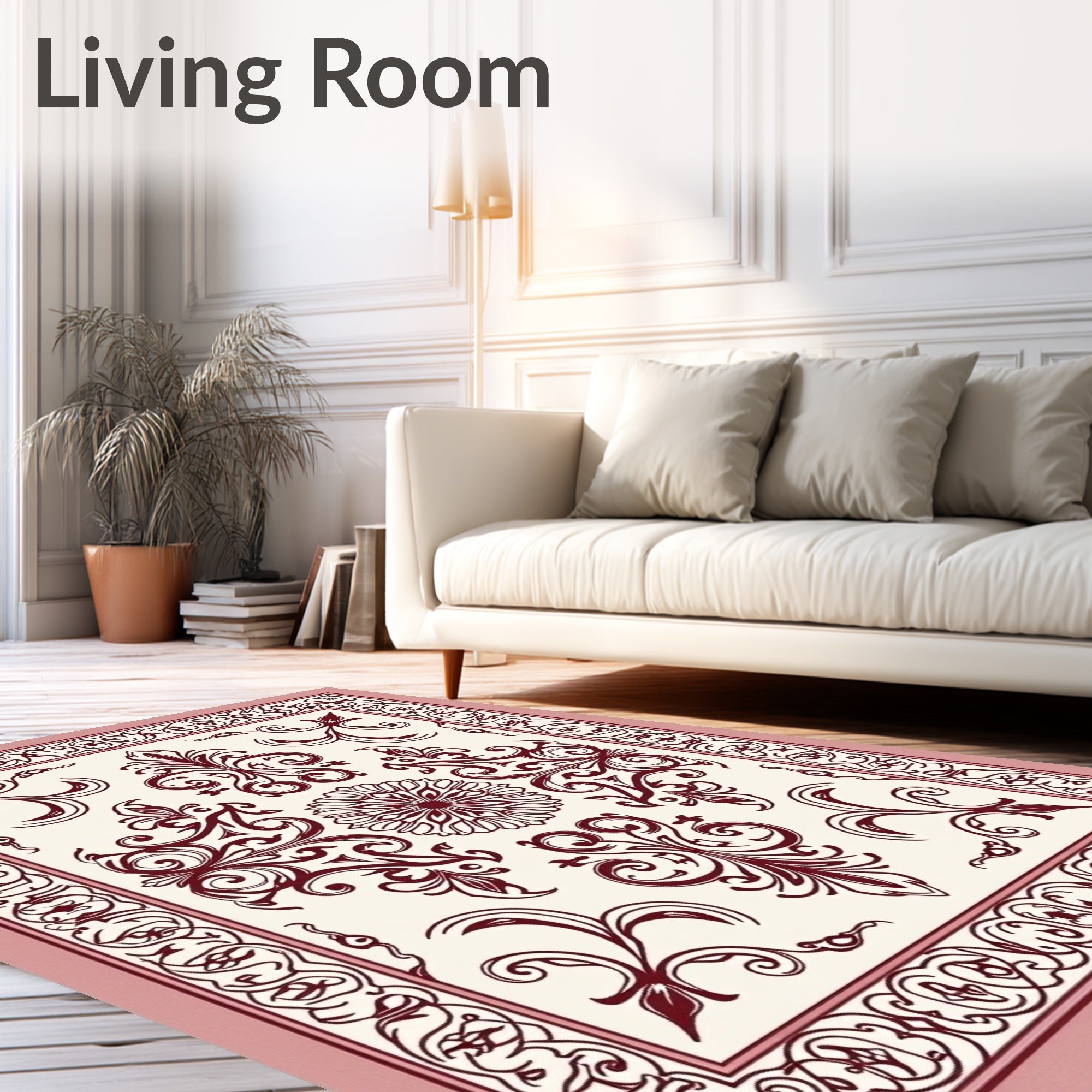 Classic Floral Medallion Damask Pattern Rug