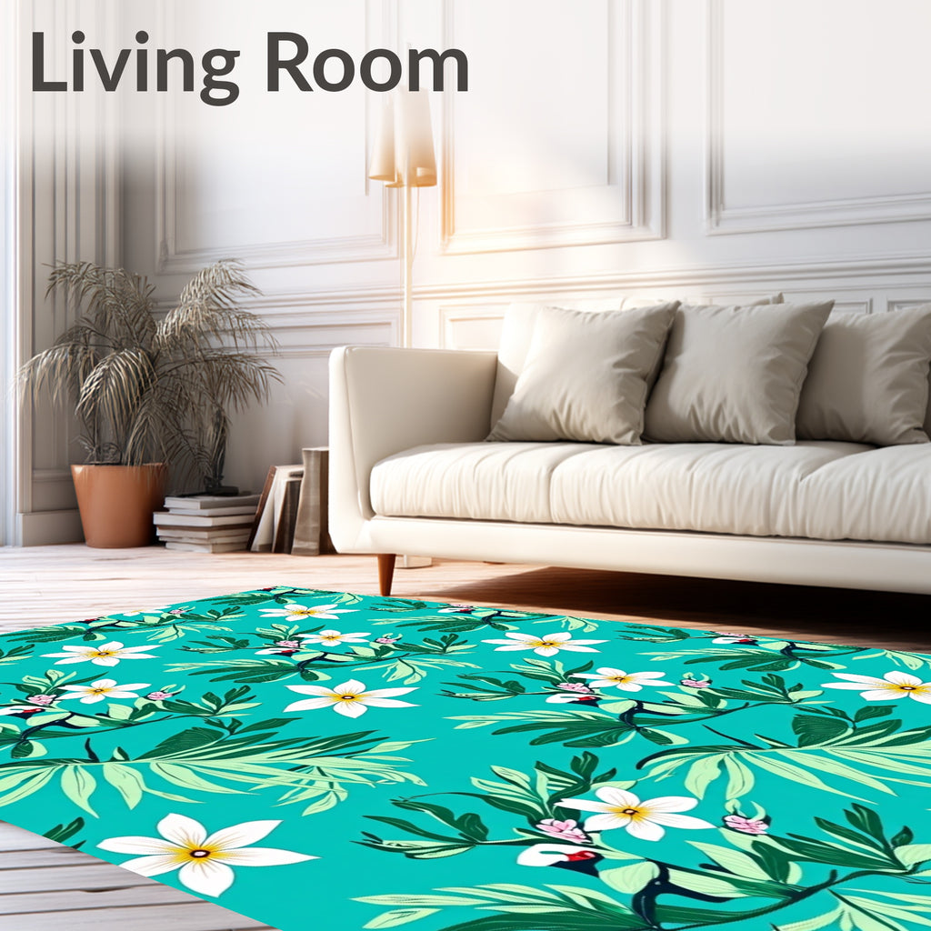 Tropical Floral Leaf Pattern Rug