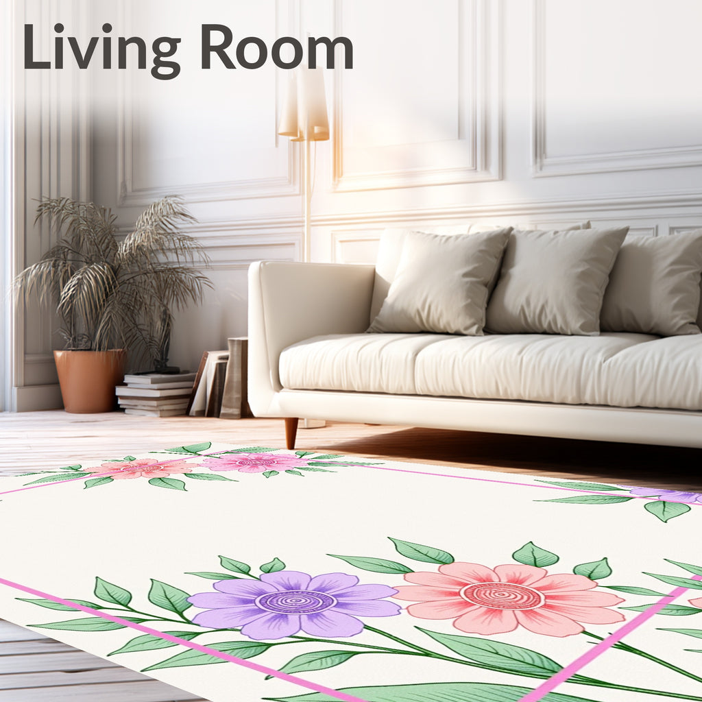 Floral Botanical Border Delight Rug
