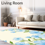 Light Blue Floral Vine Pattern Rug