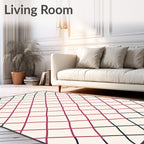 Crimson Lattice Geometric Diamond Rug