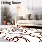 White And Brown Swirl Pattern Rug