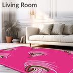 Vibrant Pink Swirl Geometric Design Rug