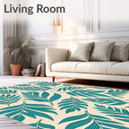 Teal Leafy Pattern Design Rug