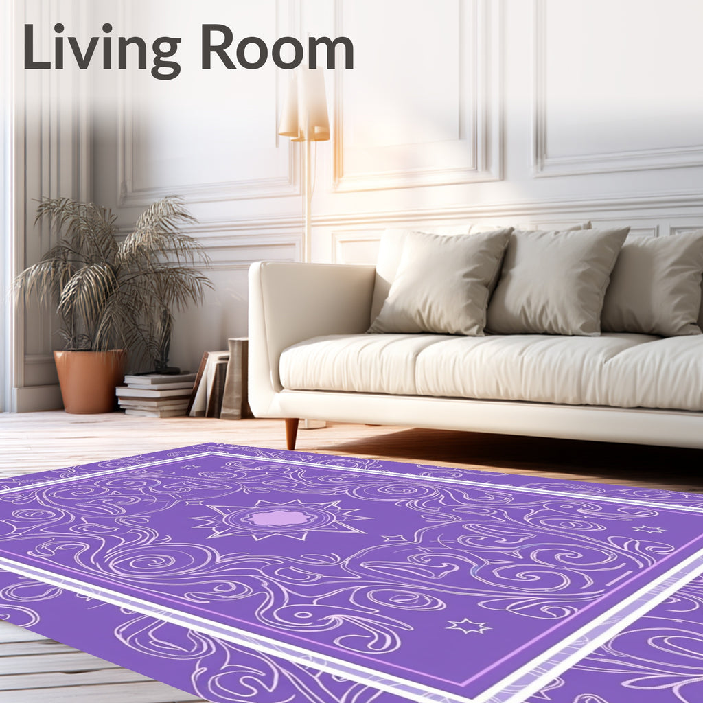 Ornate Mandala Patterned Violet Rug