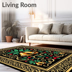 Ornate Bells and Holly Pattern Design Rug