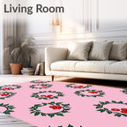 Pink Holly Berry Wreath Repeating Rug
