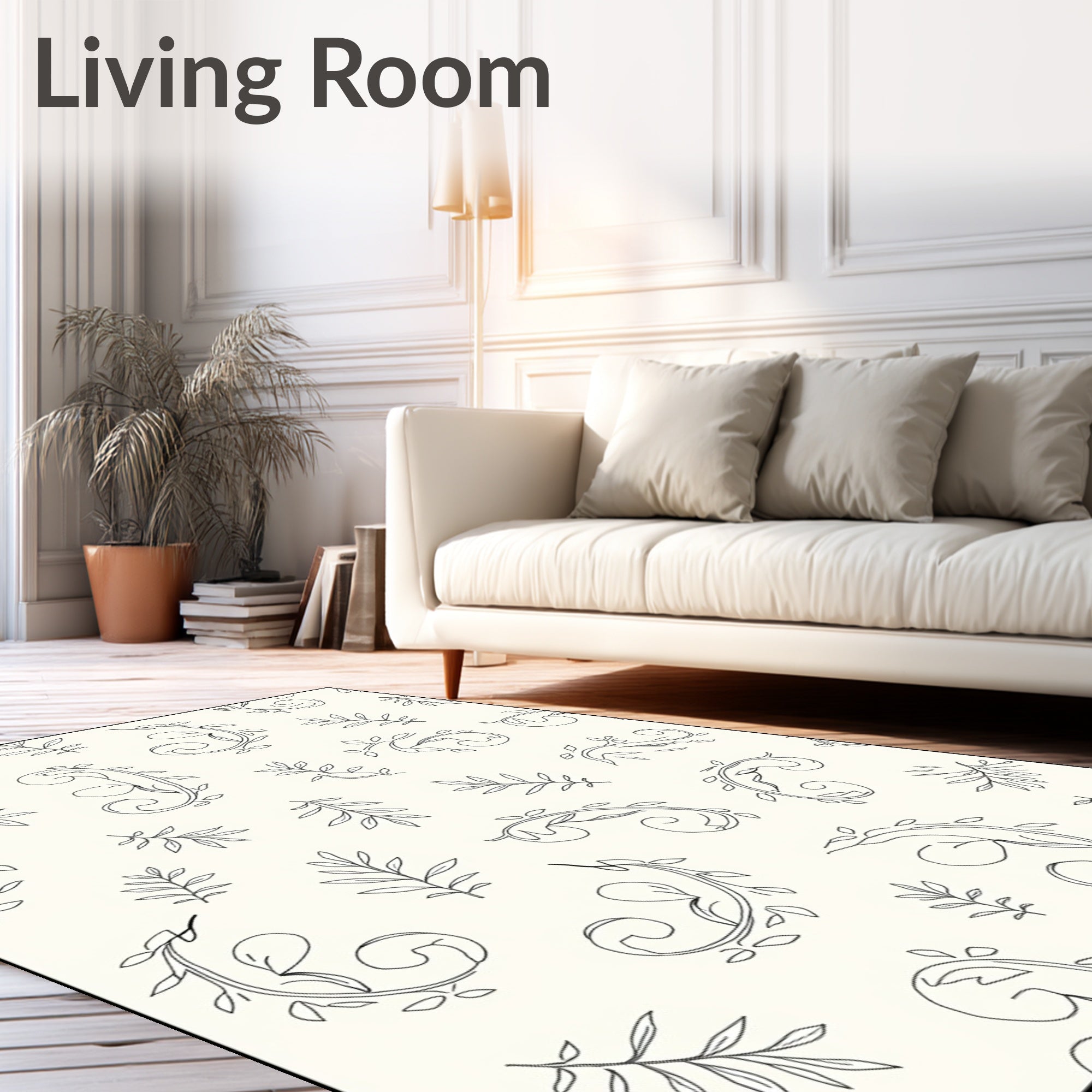 Delicate Vine Leaf Pattern Rug