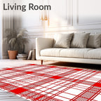 Classic Red Plaid Tartan Checked Rug