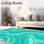 Aqua Marble Swirls Pattern Rug